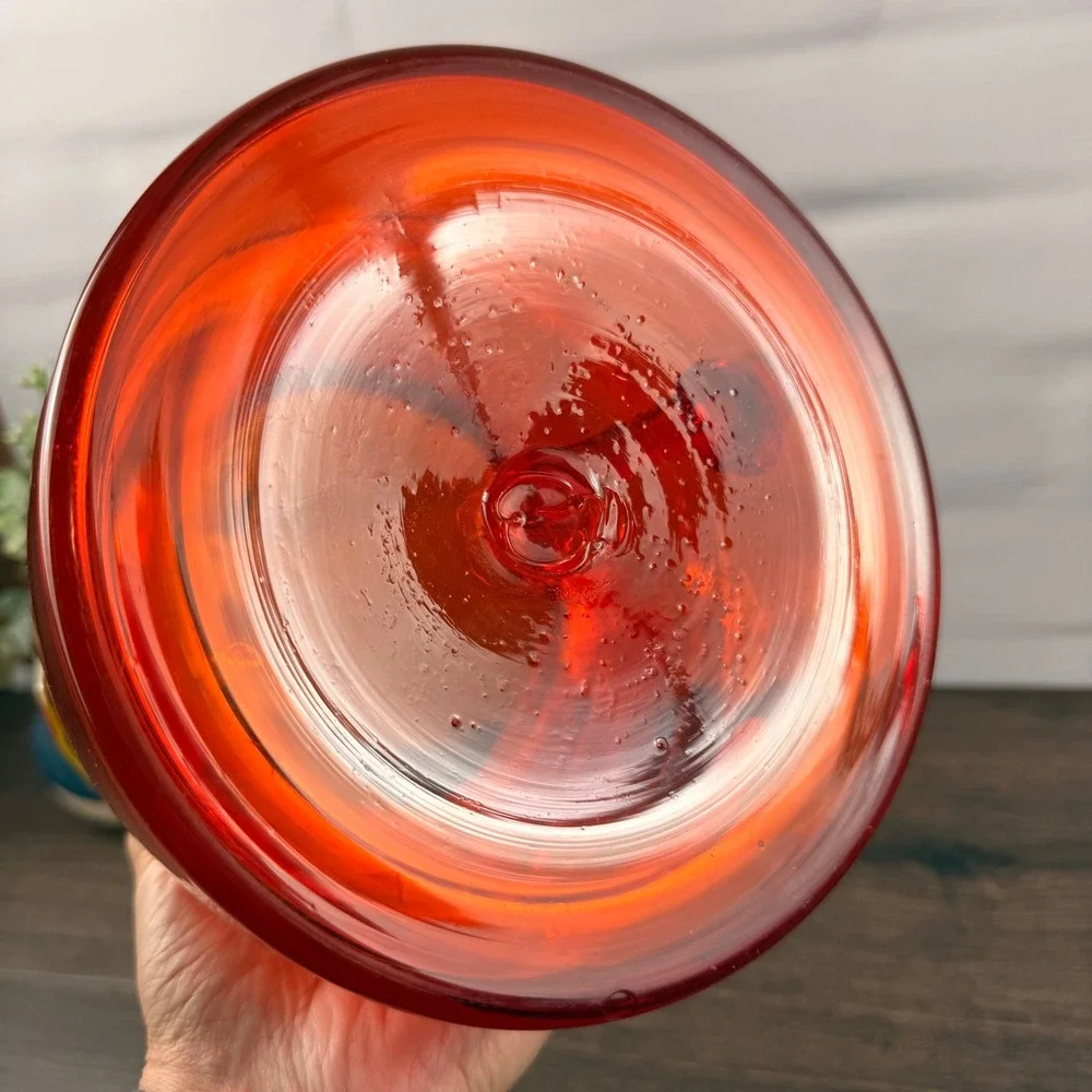 Greenwich Flint-Craft 1224-S Orange Glass Pitcher Tom Connally Vintage GFC